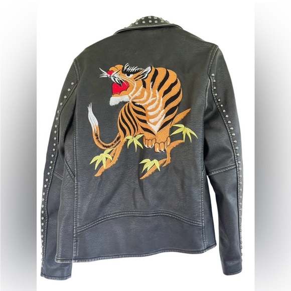 Urban outfitters tiger leather studded jacket size Small - Picture 4 of 13